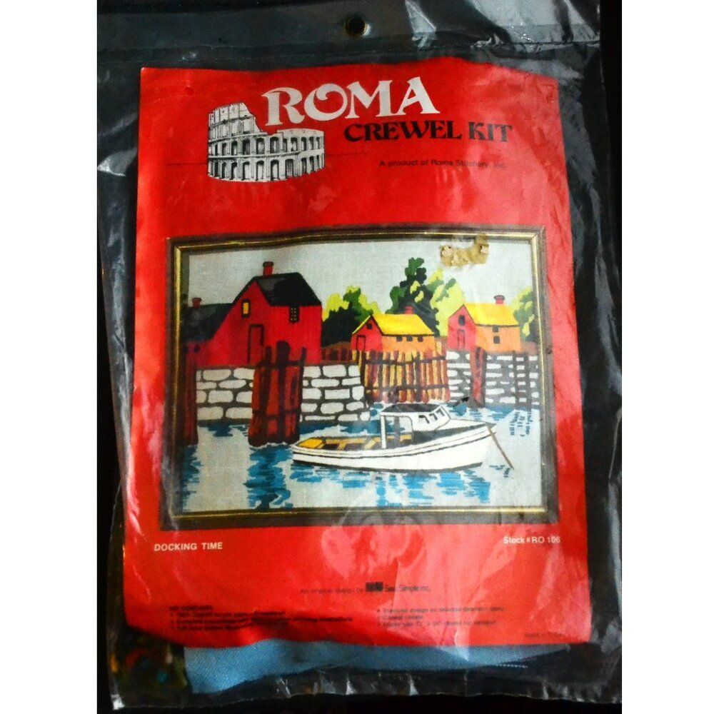 Roma Crewel Kit Unopened Package Vintage Docking Time Crafts Needlework Nautical - Picture 1 of 3